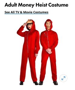 Adult Money Heist HALLOWEEN Costume Jumpsuit and Mask Size Small