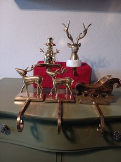 Solid Brass Xmas Stocking Mantle Hangers