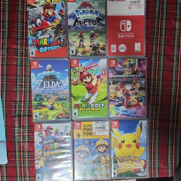 Nintendo Switch 9 Lot Game Set (Mario Zelda Pokemon)