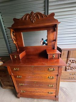 1870s - 1890s Eastlake Chest With Mirror ! Gorgeous! Real Wood!