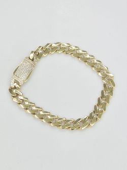 10k Real Gold Monaco Style Bracelet 9mm 8 inches