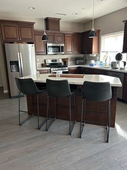 Faux Leather Dark Brown Bar Stools