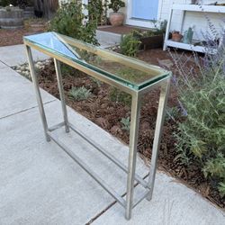 Crate & Barrel Metal & Glass  Narrow Console Table 