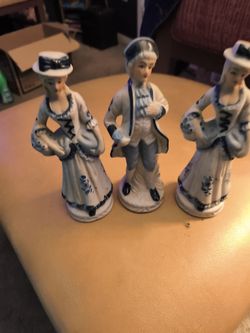 Vintage Porcelain Victorian Set Three Figurines