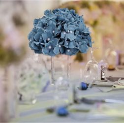 12 PCS Silk Dusty Blue Hydrangea Flower Balls For Centerpieces, Artificial Floral Ball - Retail $70