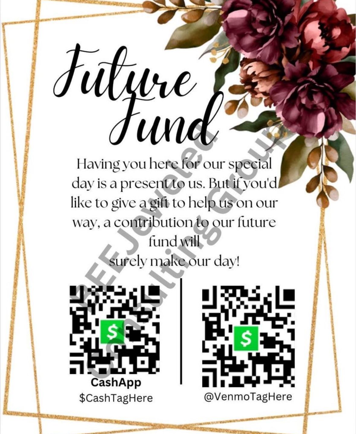 Custom Honeymoon/Savings Fund Wedding Sign