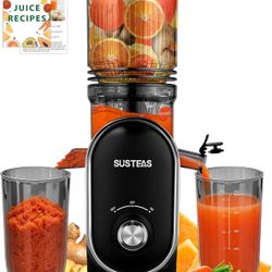 SUSTEAS Cold Press Juicer, 300W, 5.3" Large Feed Chute, 1.5L Capacity, Automatic Feeding