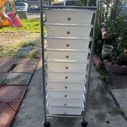 Ten drawer rolling craft cart