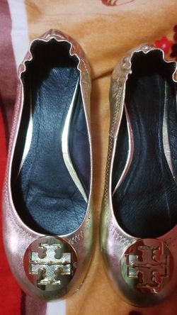 Beautiful gold color Tory Burch flats size 7.5 and matching long dress