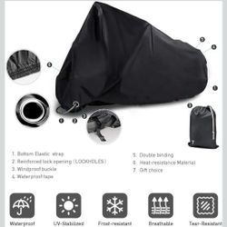 New Generation Motorcycle Cover ! XYZCTEM All Weather Black M Large- Waterproof Outdoor Protects Fits up to 87 inch for Harley Davidson, Honda, Suzuki