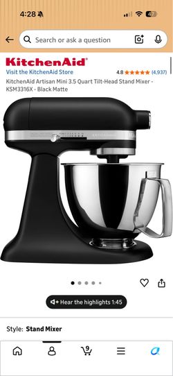 Kitchen aid mini matte black mixer- BRAND NEW!