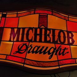 Vintage 80's Michelob Beer Bar Ligh Sign, Plastic Stained Glass Style ,Works Well