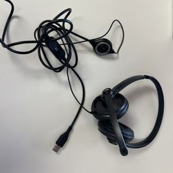 Logitech USB A-0374A Volume Control Gaming Work Headset w/Mic Noise Cancelling!