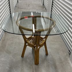 Vintage Bamboo And Rattan Dinner Table