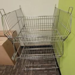 3 Tier Metal Double Sided Stackable Bask3 Tier Metal Double-Sided Stackable Baskets