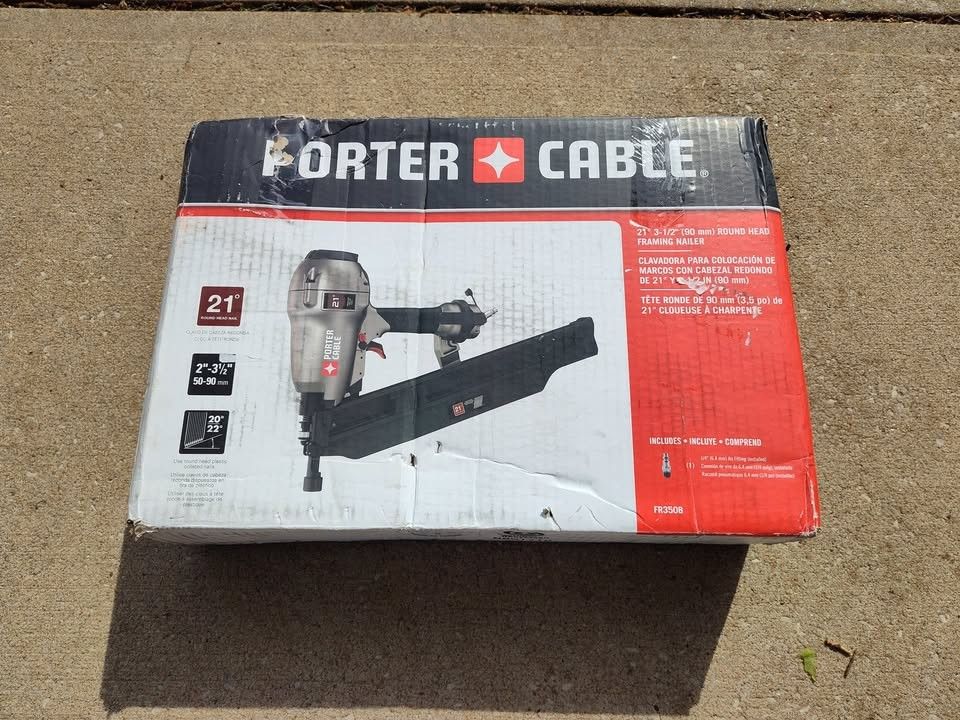 NEW PORTER-CABLE FR350B 21-DEGREE 3-1/2" INCH FULL ROUND PNEUMATIC FRAMING NAILER