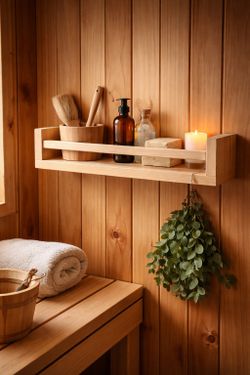 Solid Wood Wall Shelf / Sauna Accessory Shelf