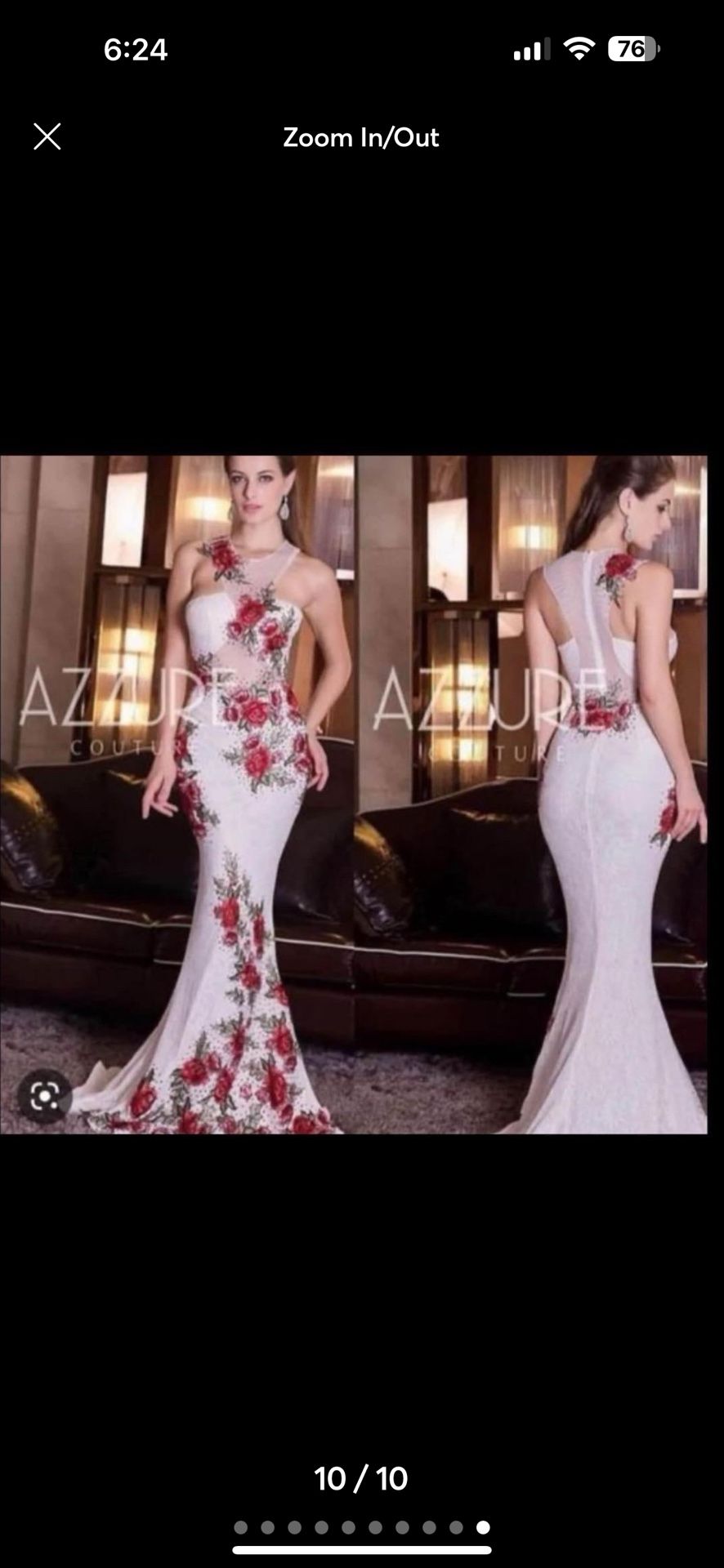 Azzure Couture Ivory & Red Floral Gown, Style # FM230