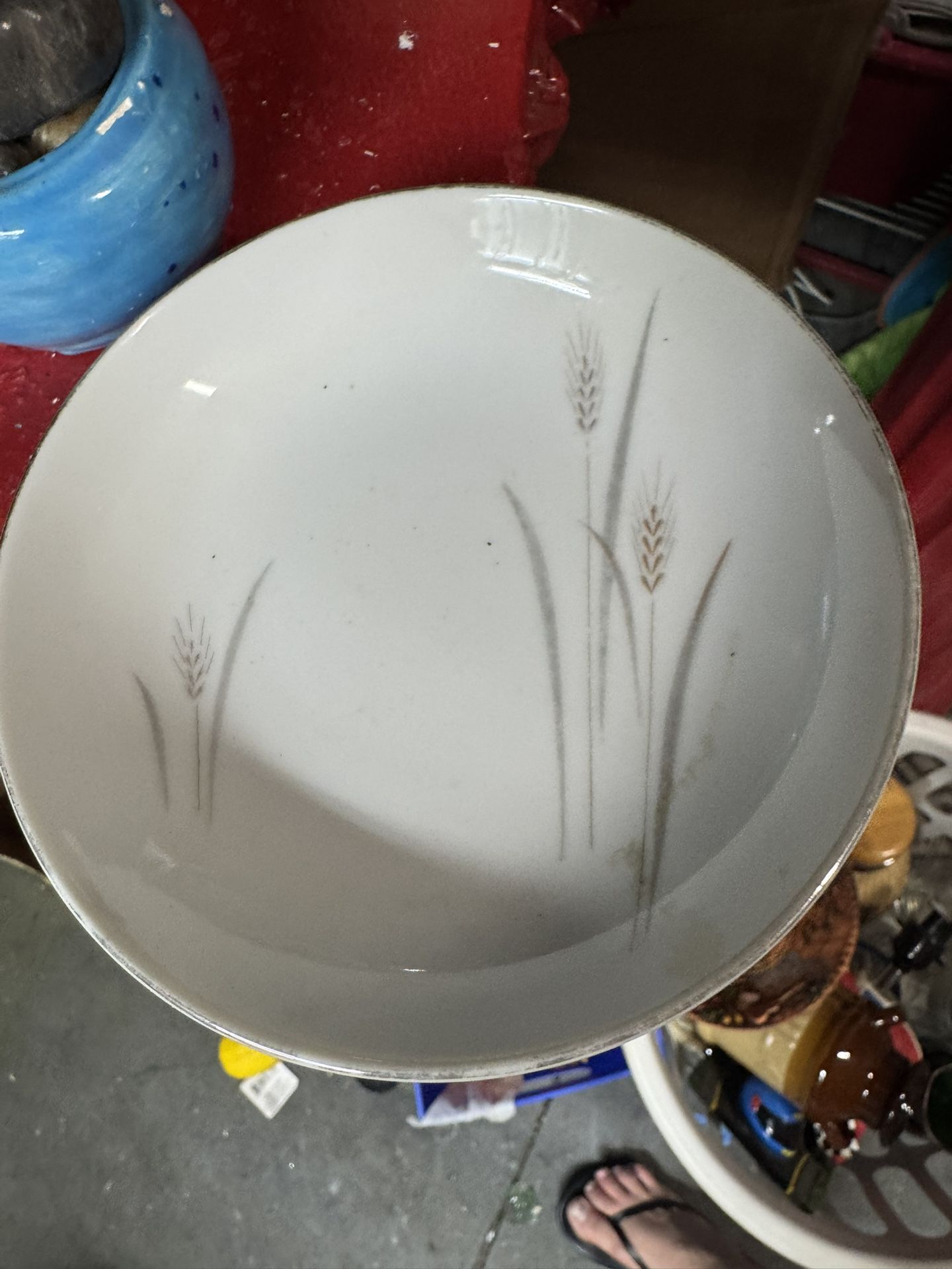 Platinum Wheat" fine china bowl made in Japan, likely produced between the 1950s and 1960s.