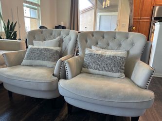 Upholstered Accent Armchairs – Beige/Cream (2 pcs)