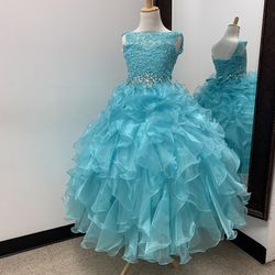 Little Girls Organza Ruffled Ball Gown