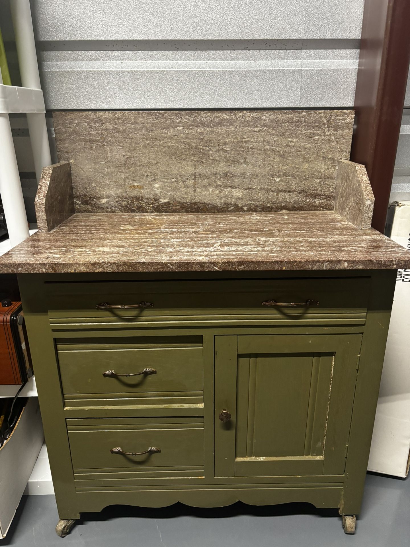 Olive Green Marble Side Table