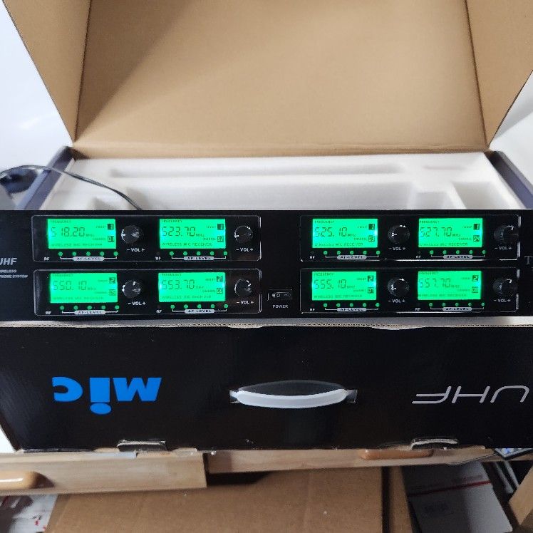 Tbaxo Wireless Microphone System UHF 8 Channel 8 Lavalier 8 Bodypacks 8