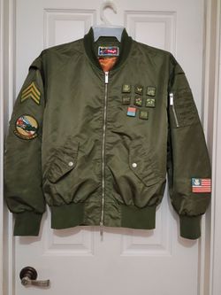 Entree LS Lifestyle Militeddy MA-1 Olive Flight Bomber Jacket Medium