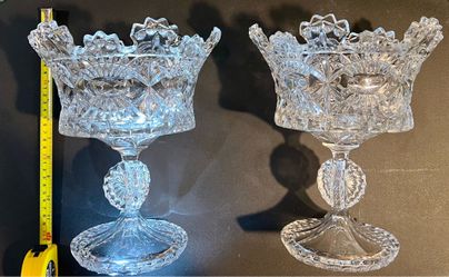 Pair of Godinger Crystal Pedestal Bowls (no box)