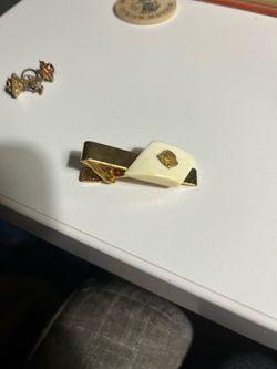 Gold-Tone Tie Clip with Ivory Panel