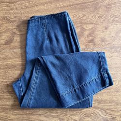 J.Jill Chambray blue Denim Wide leg crop Jeans size 4