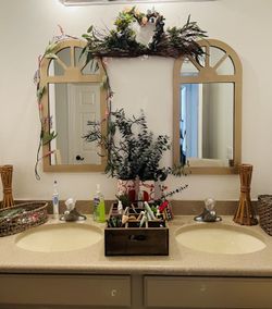 2 Super Cute Wood Mirrors 15x30