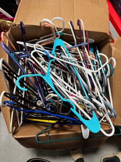 Large Lot of Plastic Hangers – Full Box – Quantity Unknown.