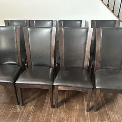 Wood/leather Chairs For Sale - 8