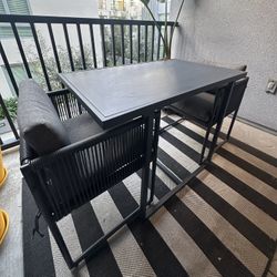 3 PIECE MODERN BISTRO SET. HIGH QUALITY. 6 MONTHS OLD. ORIGINALLY $900.