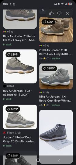 Size 7 jordans grey