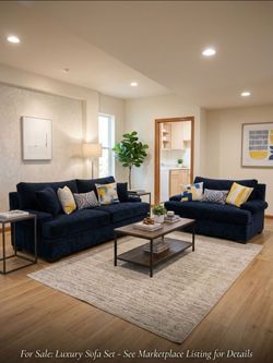 Navy Blue Sofa and Loveseat Set