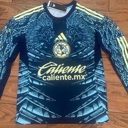 Club America Henry Manga Larga Azul Jersey 