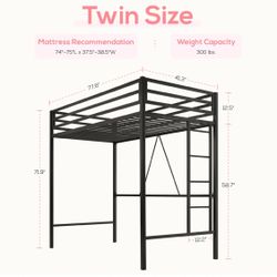 Twin Size Loft Bed and Mattress