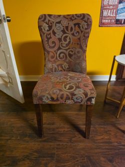 Upholstered Dining Chair with Paisley Fabric