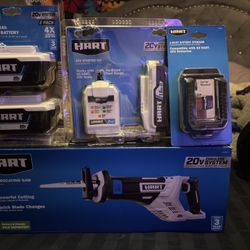 20 Volt Cordless Reciprocating Saw, THREE 4Ah 20 V Batteries, Charger and Single Port 20Volt Battery
