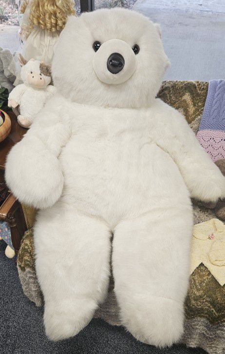 Soft and Cuddle White Stuffed Bear 55" Tall