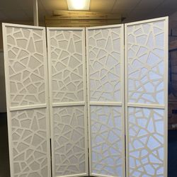 4 Panels Room Divider Mosaic Design Wood 
