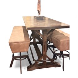 Sequoia Bar-Height Dining Set – Table + 4 Stools + Bench (Espresso Finish)