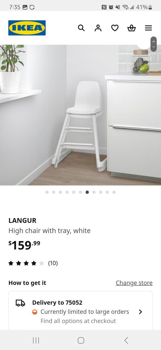 IKEA Langur High chair with tray, white $60