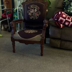 Beautiful old needlepoint chair, perfect condition use just for display no tears no scratches very nice a lot of workmanship