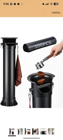 Commercial Knock Box for Espresso Machine, 34" Espresso Knock Box with 100 Garbage Bags, Large Coffee Knock Box Espresso Dump Bin for Coffee Shop Supp