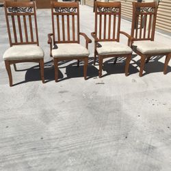 🌿SET OF 4 DINNER CHAIRS-SOLID WOOD  AND METAL 🌿