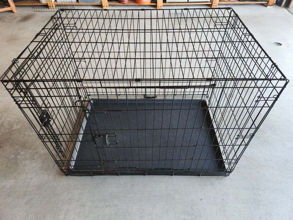 Foldable Metal Dog Crate with Double Doors 42.0"L x 28.0"W x 30.0"H