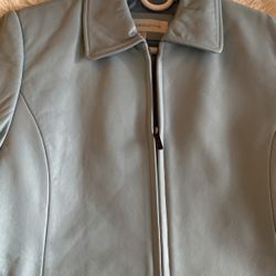 Baby Blue Leather Jacket